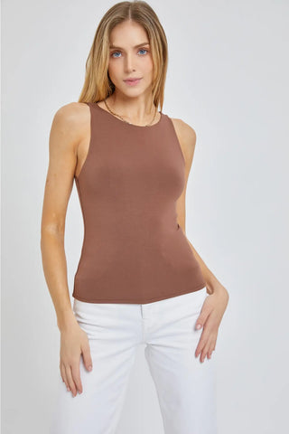 Double Lined Boat Neck Knit Tank