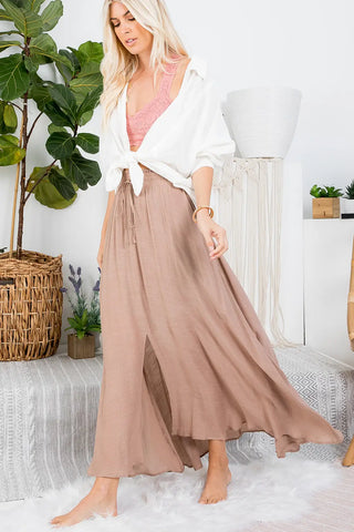 Curvy Smocked Drawstring Maxi Skirt