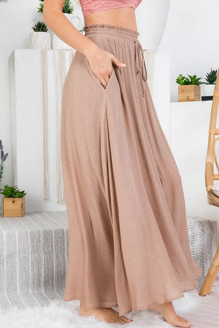 Curvy Smocked Drawstring Maxi Skirt