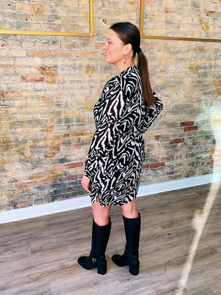 Zebra Front Shirt Dress