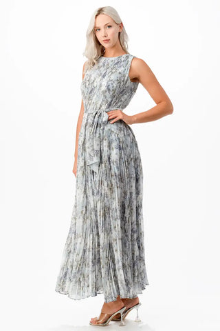 Mix Pleats Maxi Dress