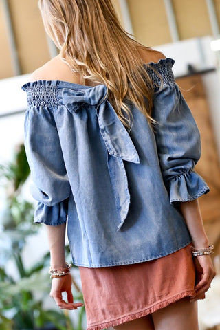 Off Shoulder Denim Blouse