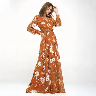 Floral wrapped maxi dress