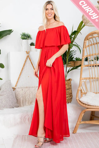 Curvy Off shoulder maxi dress chiffon