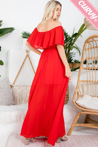 Curvy Off shoulder maxi dress chiffon